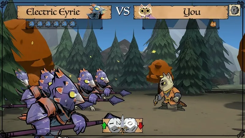 In-game screenshot of Root Board Game depicting a battle scene between different animal factions.