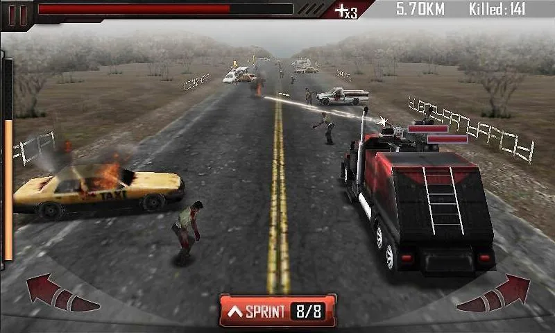 In-game screenshot of Zombie Roadkill 3D displaying various game modes.