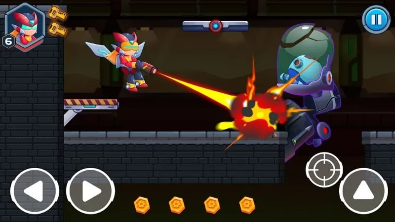 In-game screenshot showcasing the diverse weaponry and challenging gameplay of Mega Shooter.