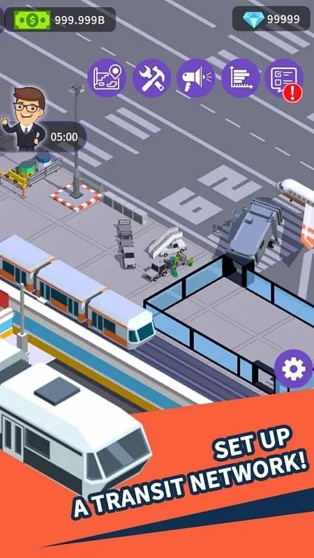 In-game screenshot showcasing various transportation options available in Idle Traffic Tycoon.