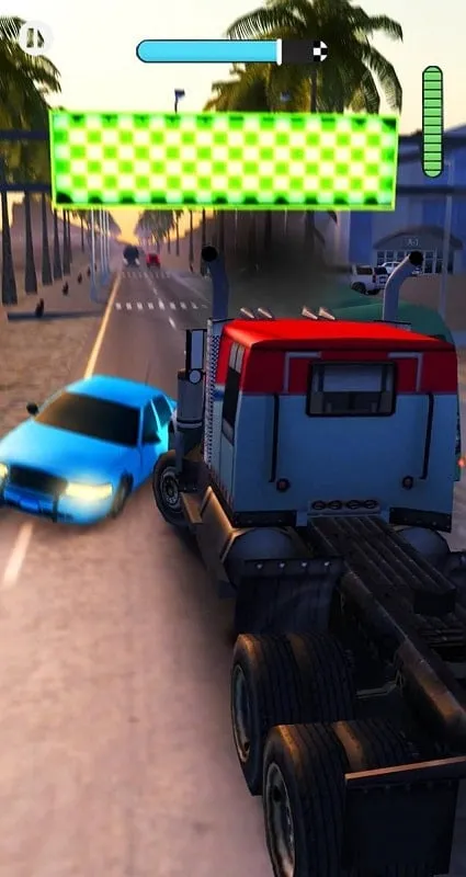 In-game screenshot showing the race track and user interface in Rush Hour 3D.