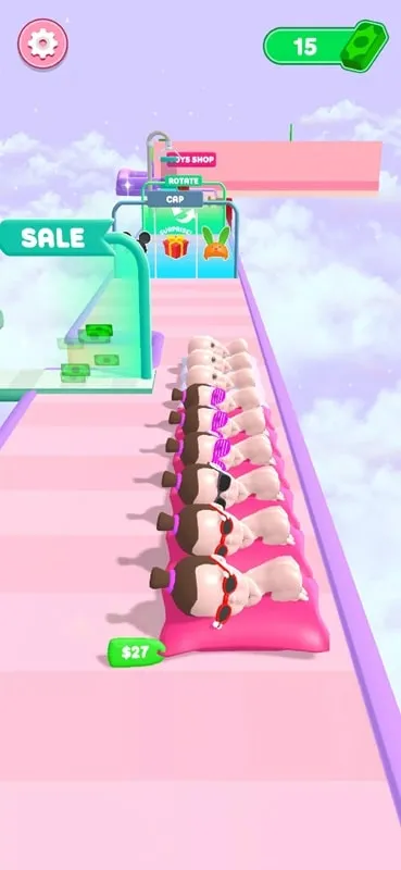 In-game shop interface in Doll Factory 3D.