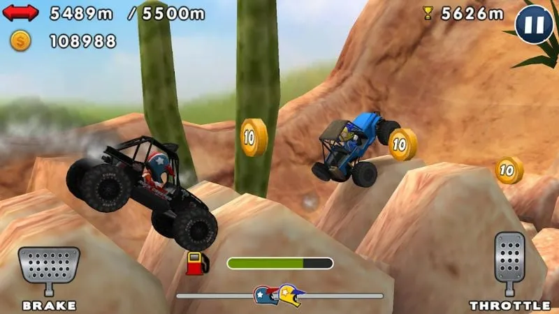 In-game store in Mini Racing Adventures showcasing various vehicles available for purchase.