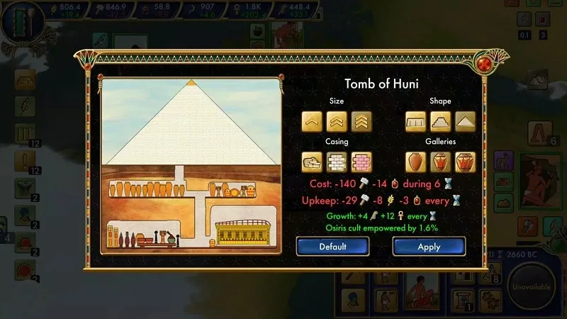 In-game view of managing resources and societal aspects within the kingdom.