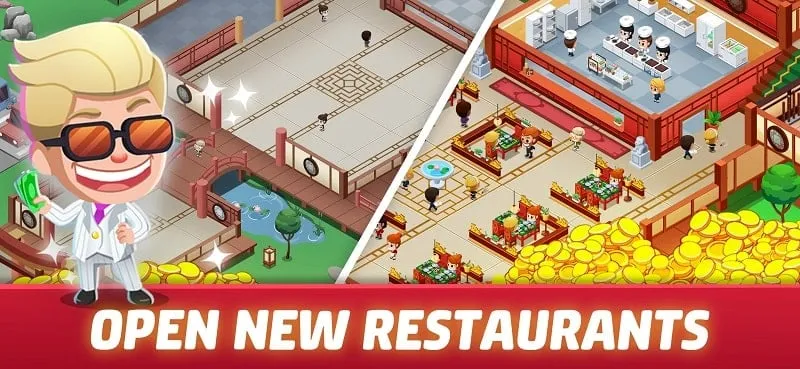 In-game view of multiple restaurant branches managed by the player.