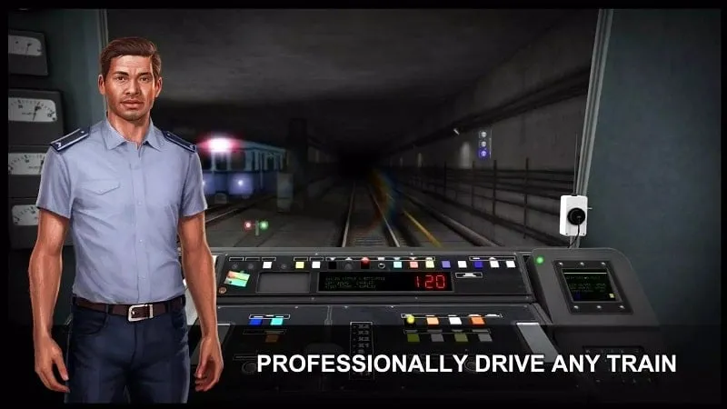 In-game view of Subway Simulator 3D showcasing detailed train controls.