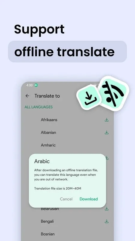 Instant Translate on Screen language settings