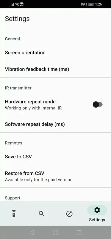 IrCode customized remote control interface