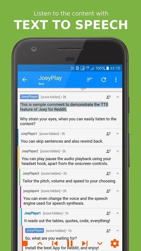 Joey for Reddit user interface demonstrating mod features