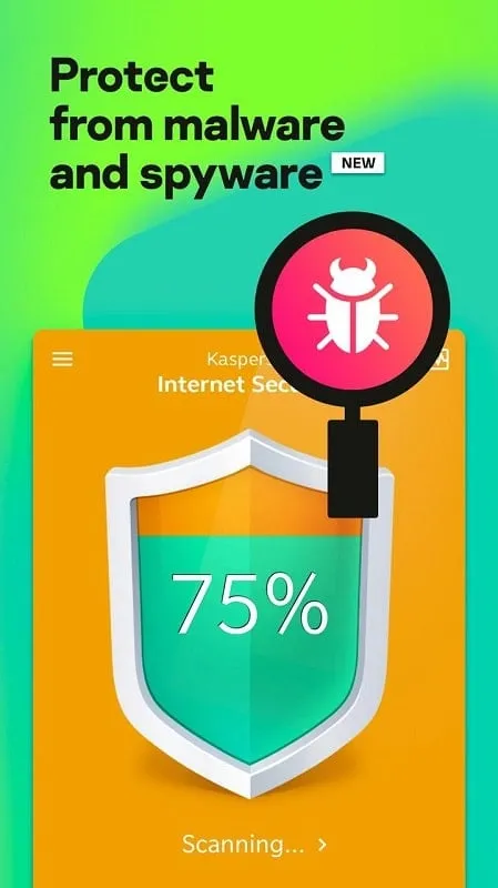 Kaspersky Mobile Antivirus mod interface showing premium features