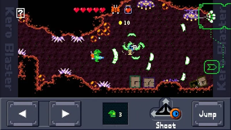 Kero Blaster gameplay screenshot displaying various in-game elements and the user interface.