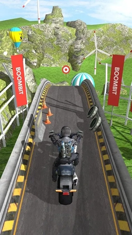 Launching a motorcycle off a ramp in Bike Jump.