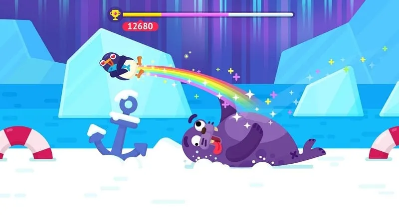 Launching a penguin with a baseball bat in Bouncemasters!