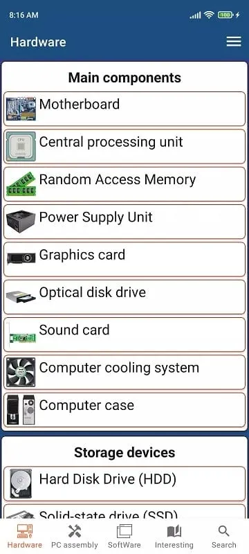 Learn Computer Basics mod interface showing premium features