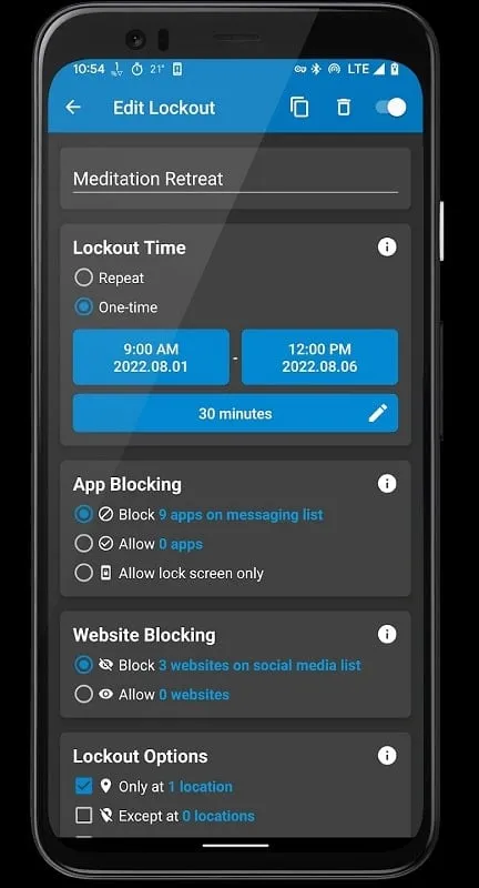 Lock Me Out mod interface showing premium features