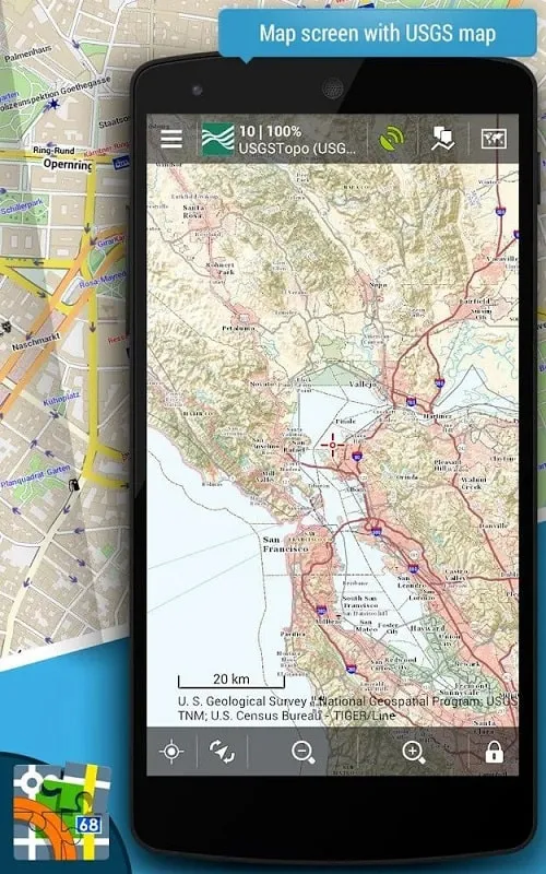 Locus Map Pro Navigation mod interface showing premium features