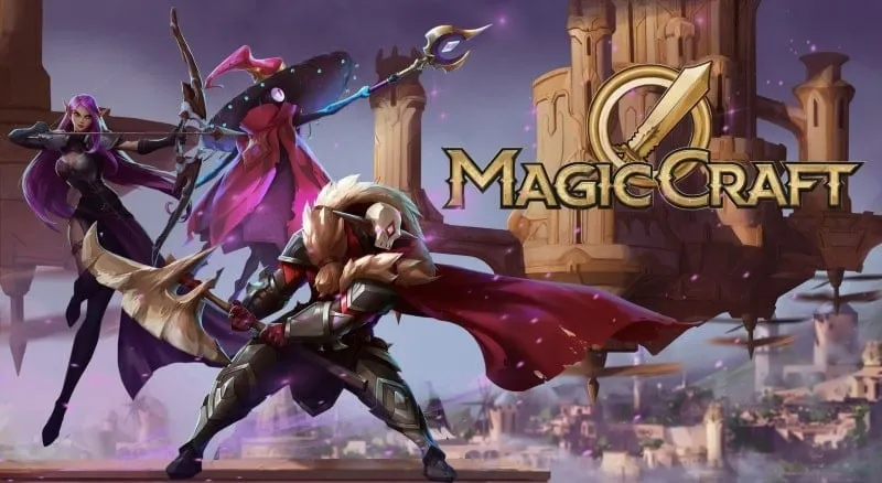 MagicCraft main screen showcasing characters and interface.