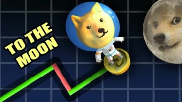 Main screen gameplay of 2 THE MOON displaying the meme dog character on a hoverboard.