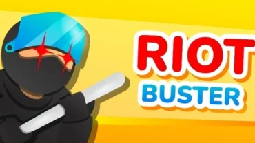 Main screen gameplay of Riot Buster on an Android device.