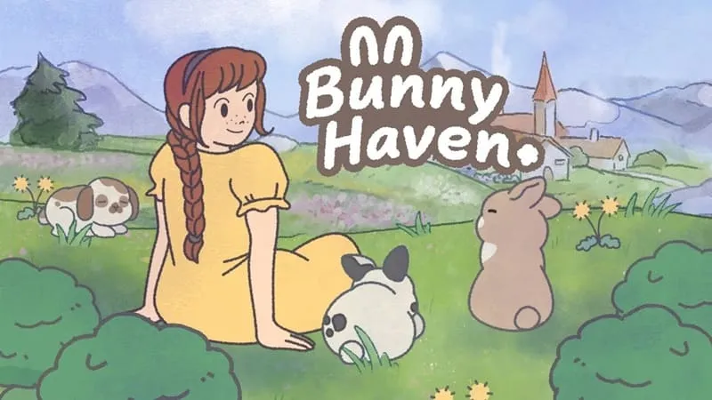 Main screen of Bunny Haven showing rabbits and gameplay.