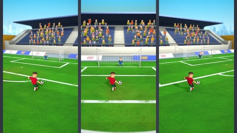 Main screen of Football Clash depicting a penalty kick scenario.