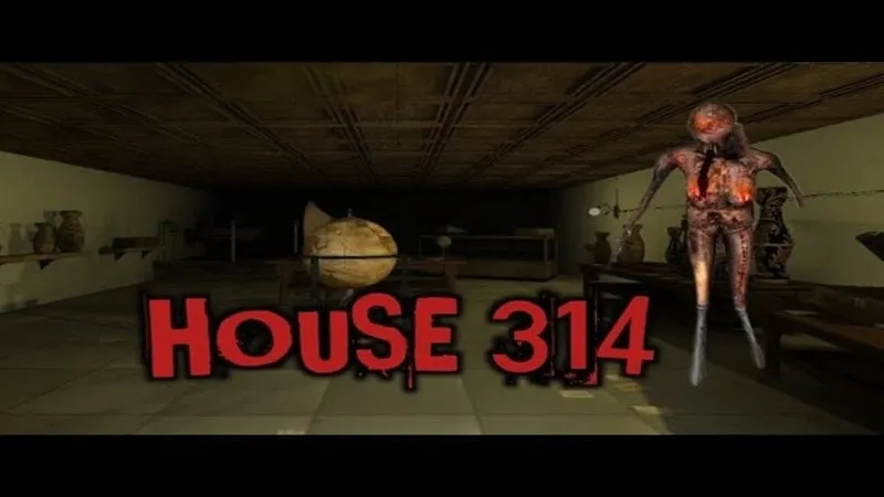 Main screen of HOUSE 314 depicting a dimly lit room.