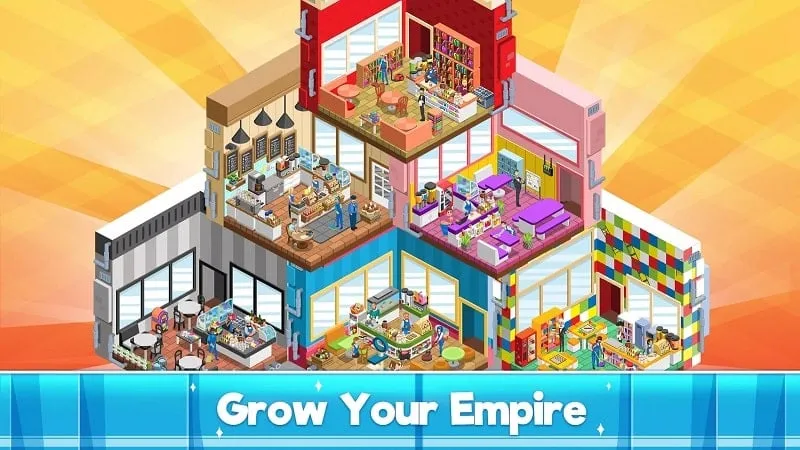 Main screen of Idle Coffee Shop Tycoon displaying in-game currency and shop upgrades.