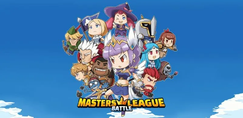 Main screen of Masters Moba League showcasing characters and interface.