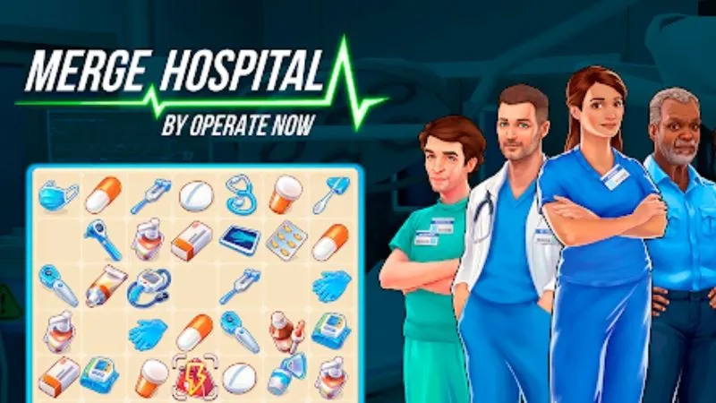 Main screen of Merge Hospital showcasing gameplay.