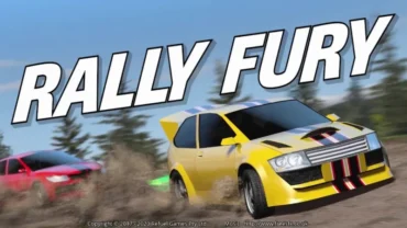 Main screen of Rally Fury displaying a variety of cars.