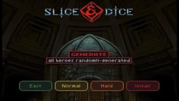 Main screen of Slice and Dice displaying character selection.