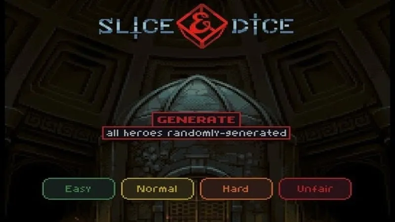 Tampilan awal Slice and Dice menampilkan pilihan karakter.