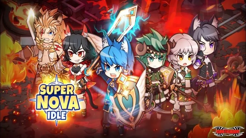 Main screen of Supernova Idle displaying game characters and interface.