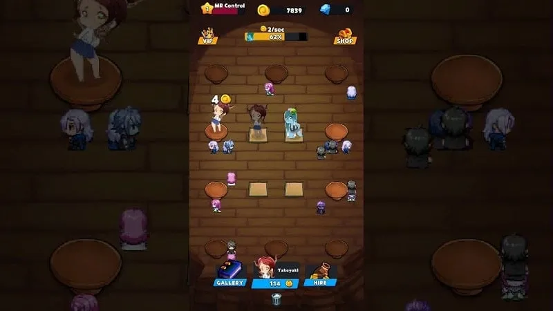 Main screen of Tavern of Sins displaying the core gameplay.