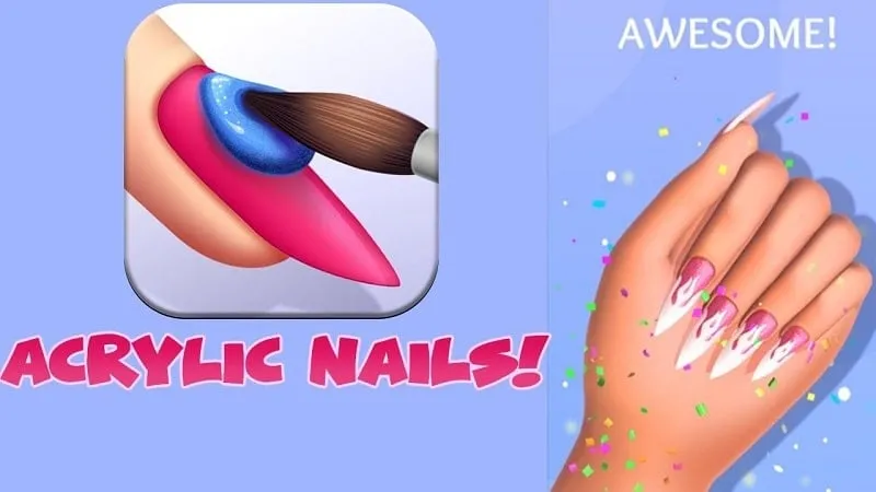 Main screen of the Acrylic Nails game on a mobile device.