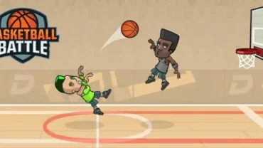 Main screen of the Basketball Battle game.