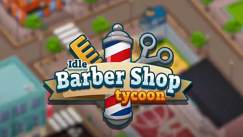 Main screen of the Idle Barber Shop Tycoon game.