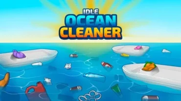 Main screen of the Idle Eco Miner game displaying the polluted environment.