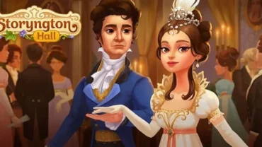 Main screen of the Storyngton Hall game showing the mansion.