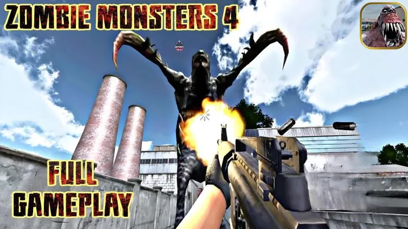 Main screen of Zombie Monsters 4 displaying gameplay.