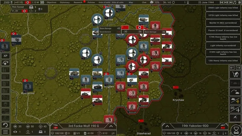 Main screen showcasing the game map and interface in Hex of Steel.