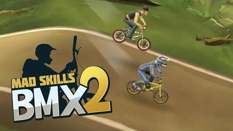 Pantalla principal del juego Mad Skills BMX 2 con sus vibrantes gráficos e interfaz de usuario.