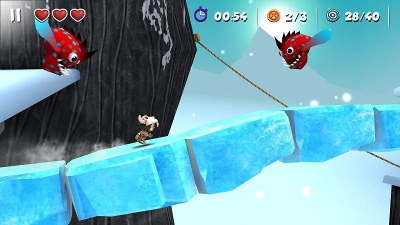 Manuganu facing a dragon boss in a volcanic environment.