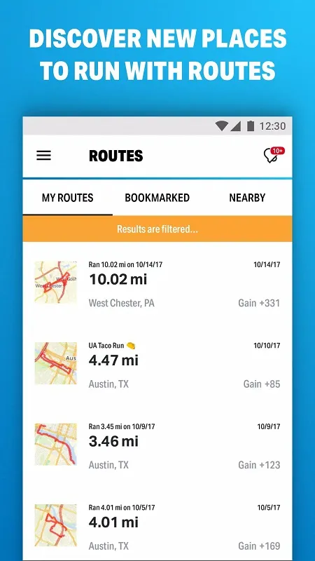 Map My Run by Under Armour route planning interface