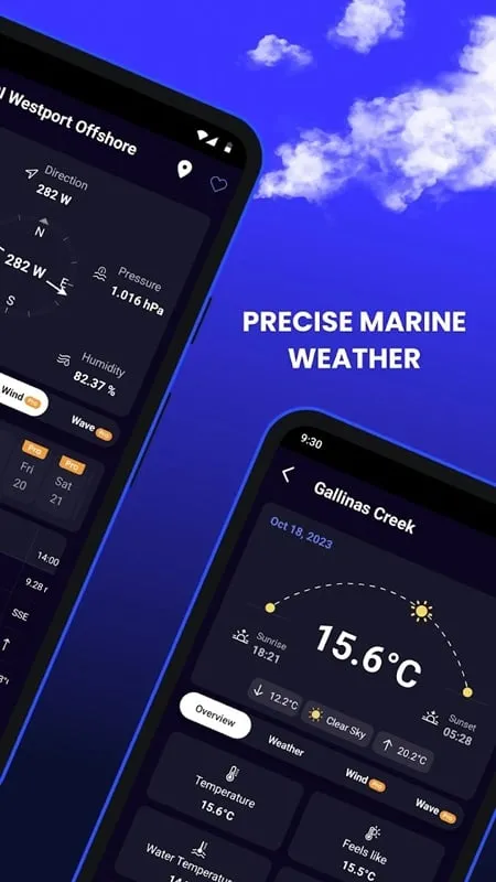 Marine Weather mod showing weather forecast