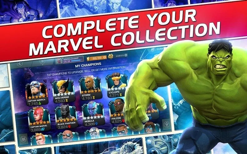 Marvel Contest of Champions installation on an Android phone.