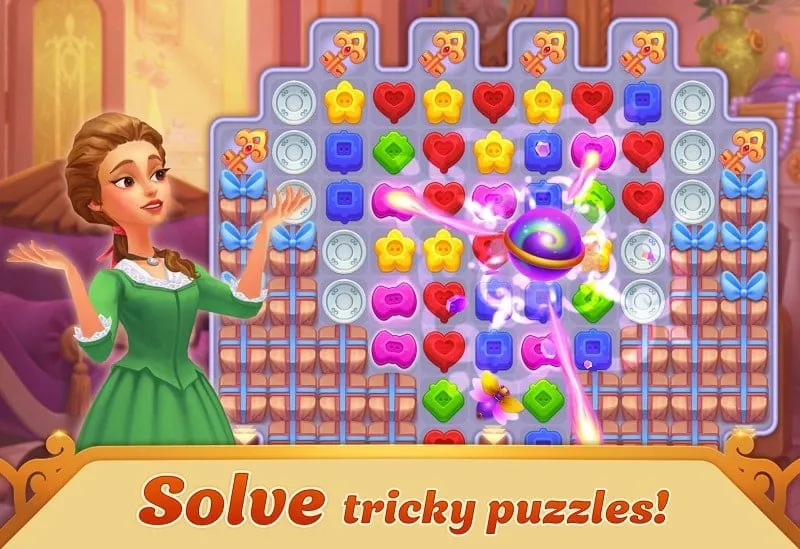 Match-3 puzzle gameplay screenshot from Storyngton Hall.