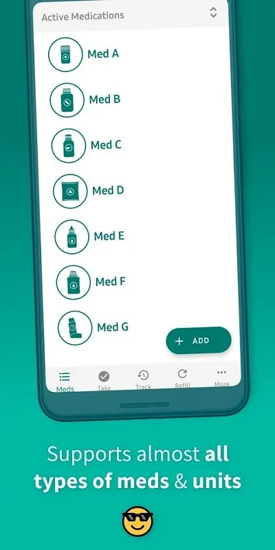 Medication Reminder Tracker mod interface showing premium features