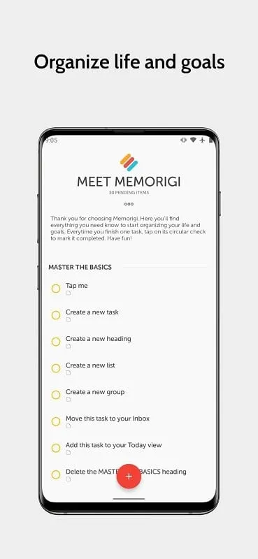 Memorigi mod interface showing premium features