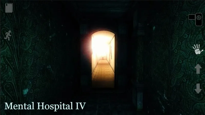 Mental Hospital IV gameplay demonstrating navigation through a dark environment.